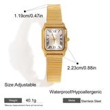 18K Gold-Plated Stainless Steel Square Watch – Quartz Movement, Trendy Statement Wristwear, Elegant Gift for Gala Events
